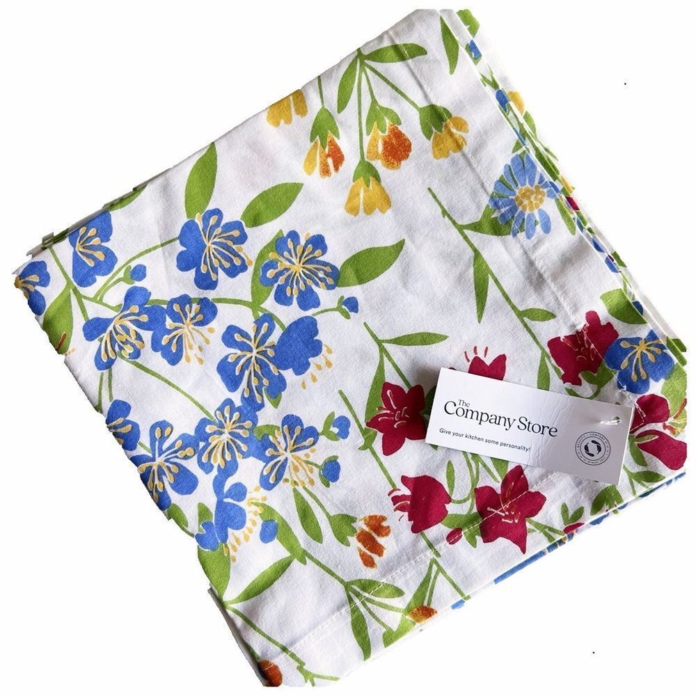 New The Company Store Spring Floral 100% Cotton Napkins, Set of 8, 20"x20"